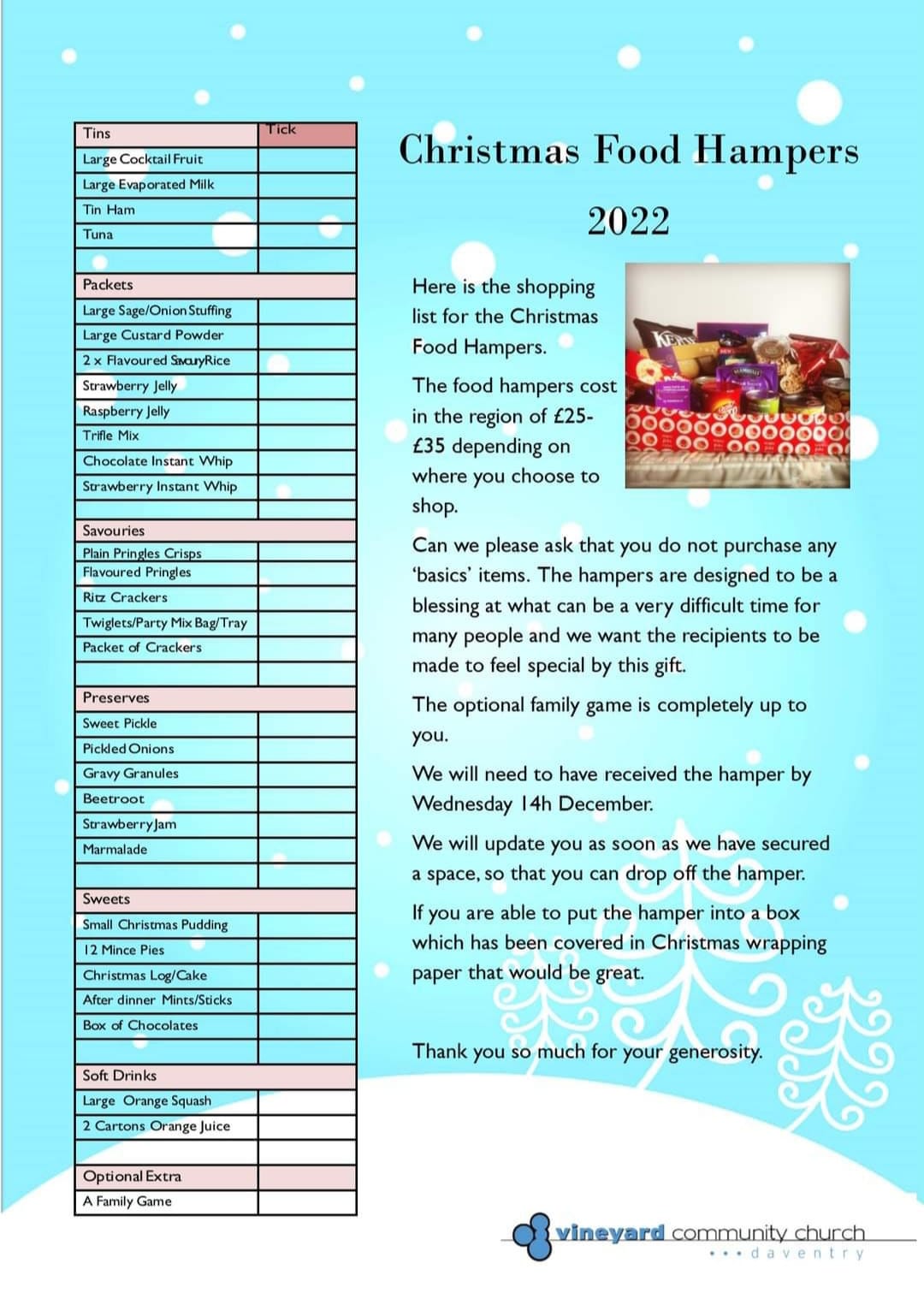 2022 Christmas Food Hampers